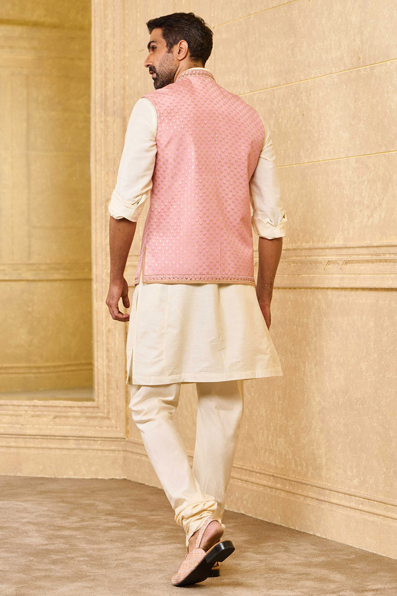 Pink Embroidered Kurta Bundi Set