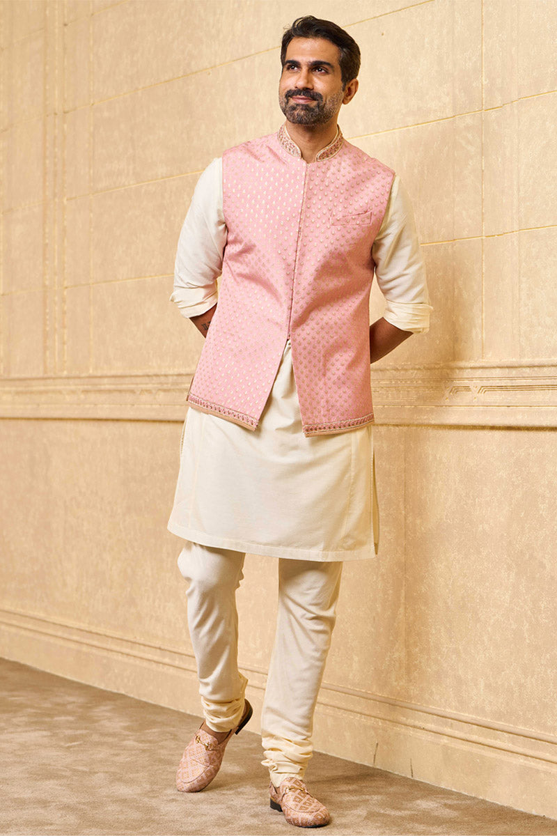 Pink Embroidered Kurta Bundi Set