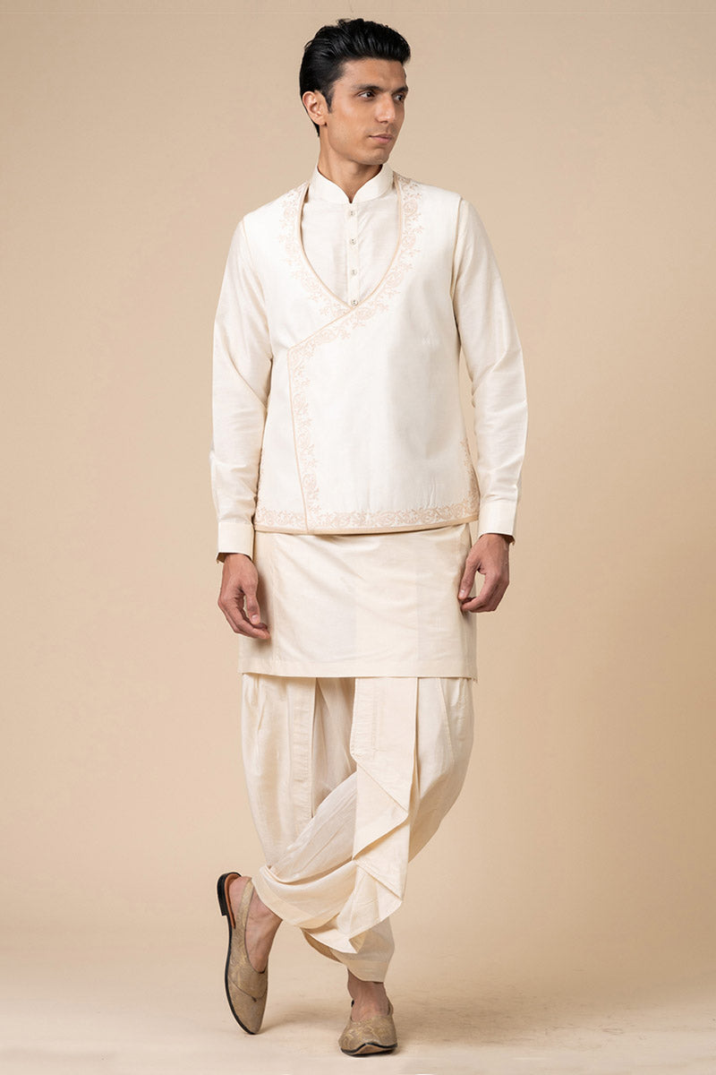 Ivory Angarakha Style Kurta Bundi Set