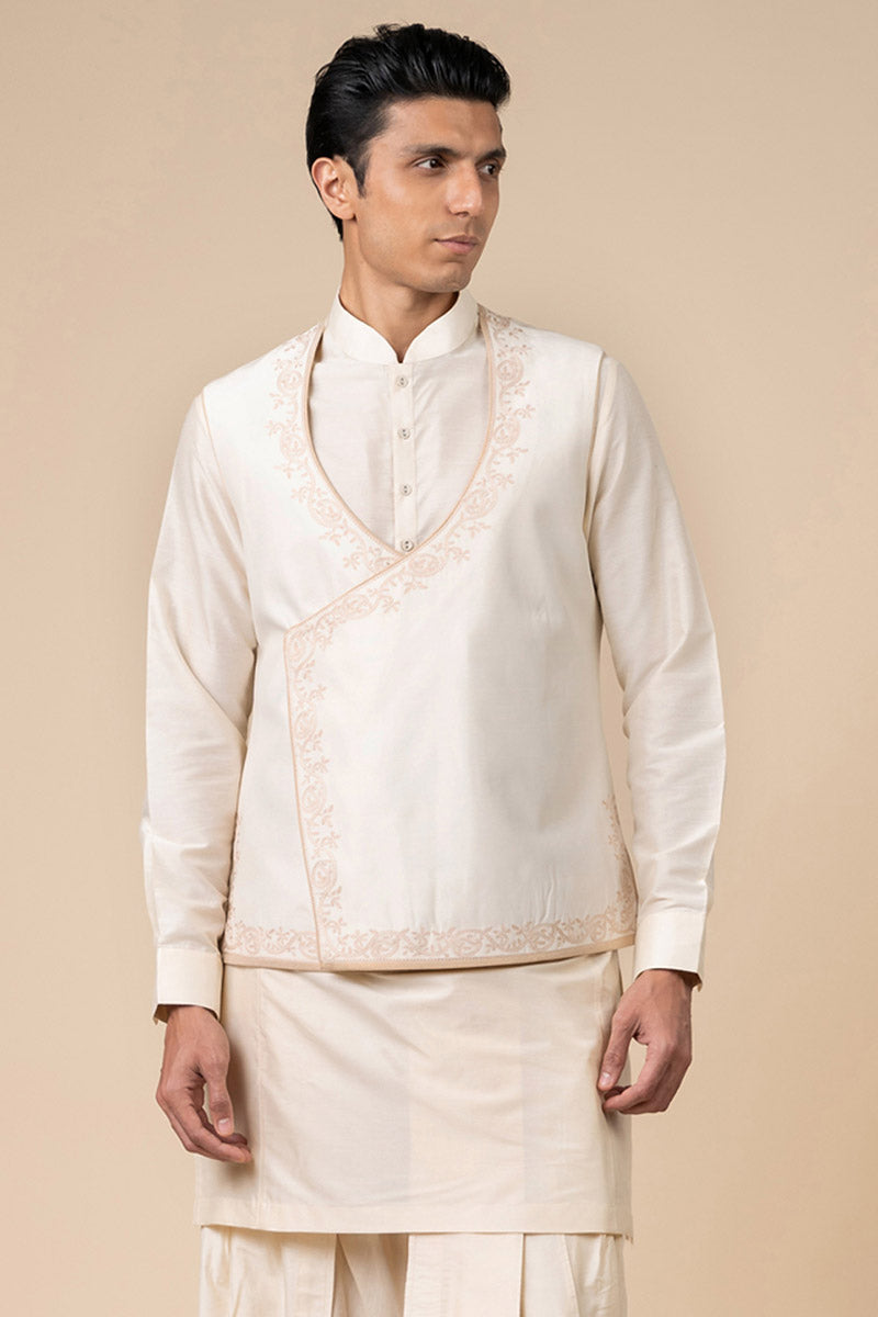 Ivory Angarakha Style Kurta Bundi Set