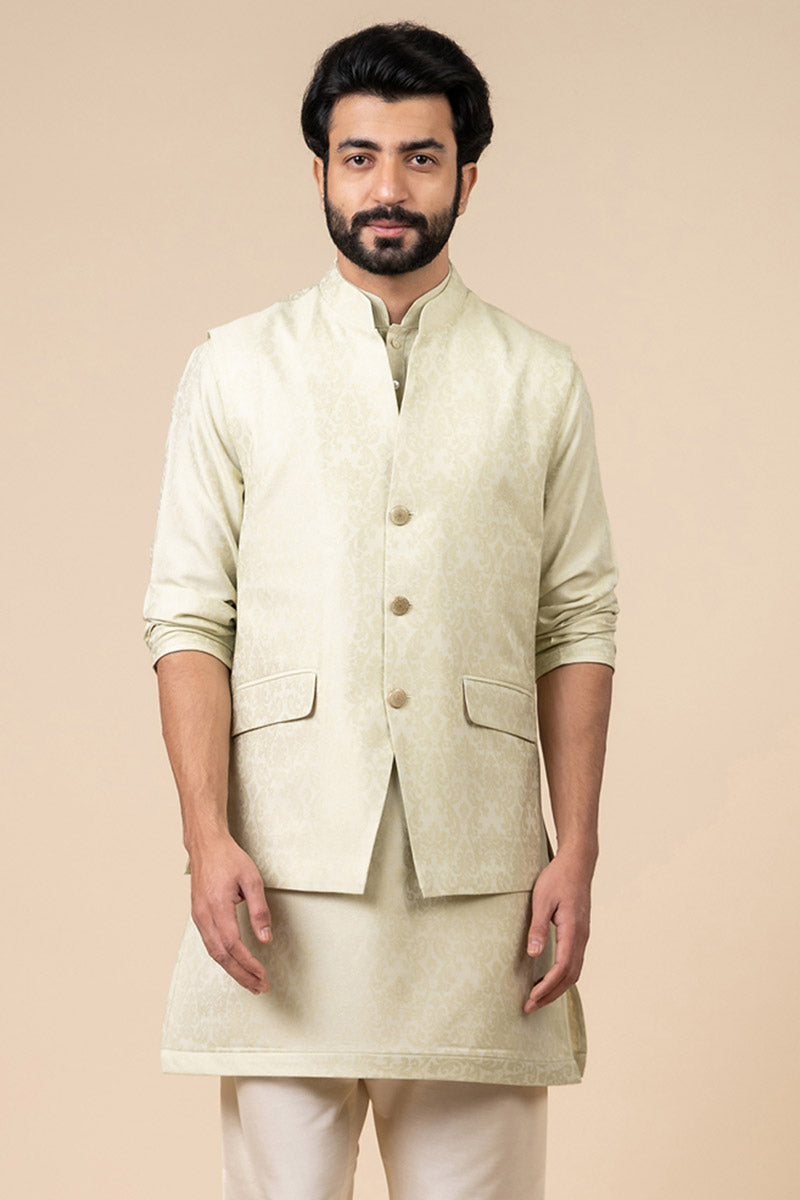 Light Green Printed Kurta Bundi set