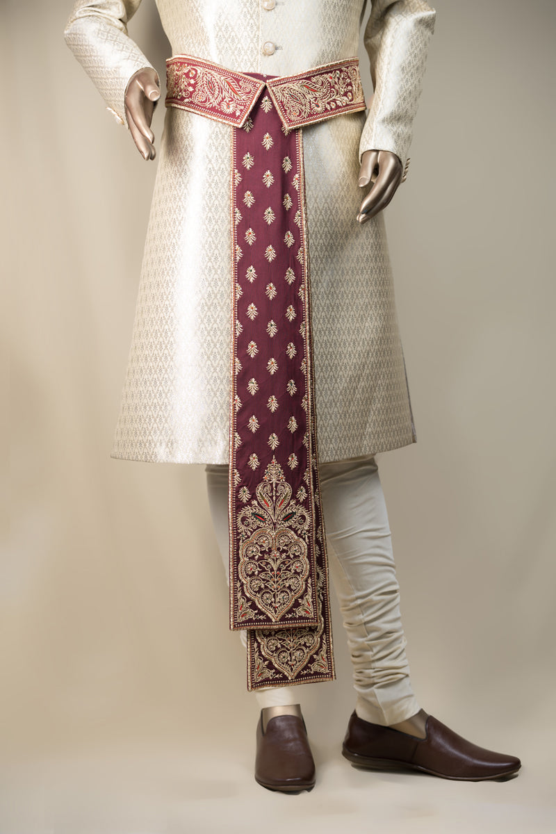 Maroon Gold Elaborate Embroidered  Kamarbandh