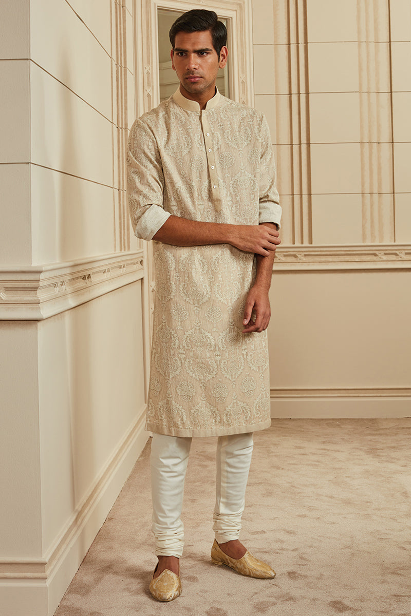 Beige All Over Printed Kurta Set