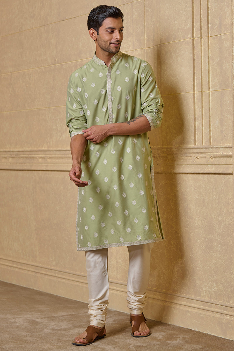 Light Green All Over Butti Embroidered Kurta Set