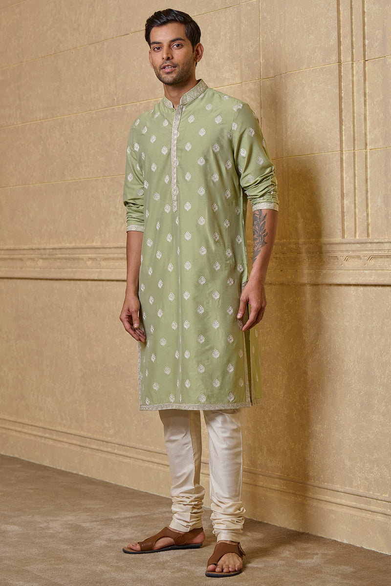 Light Green All Over Butti Embroidered Kurta Set