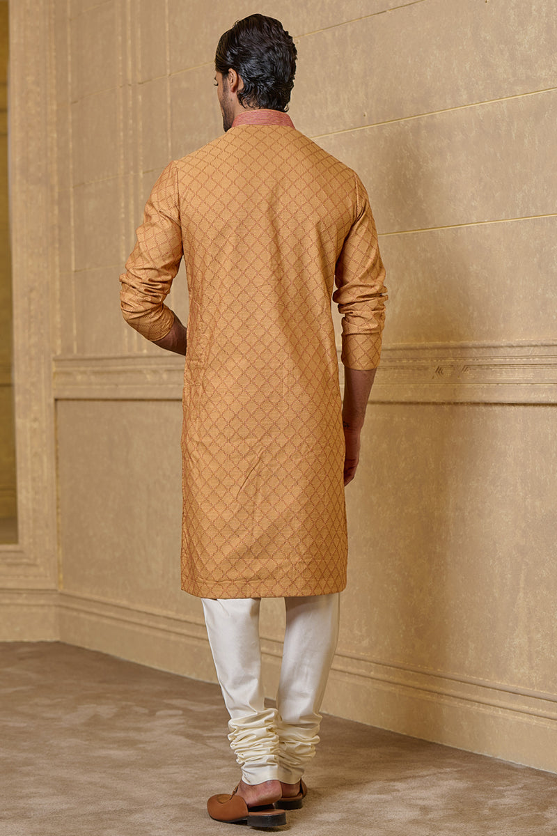 Yellow All Over Textured Kurta Set