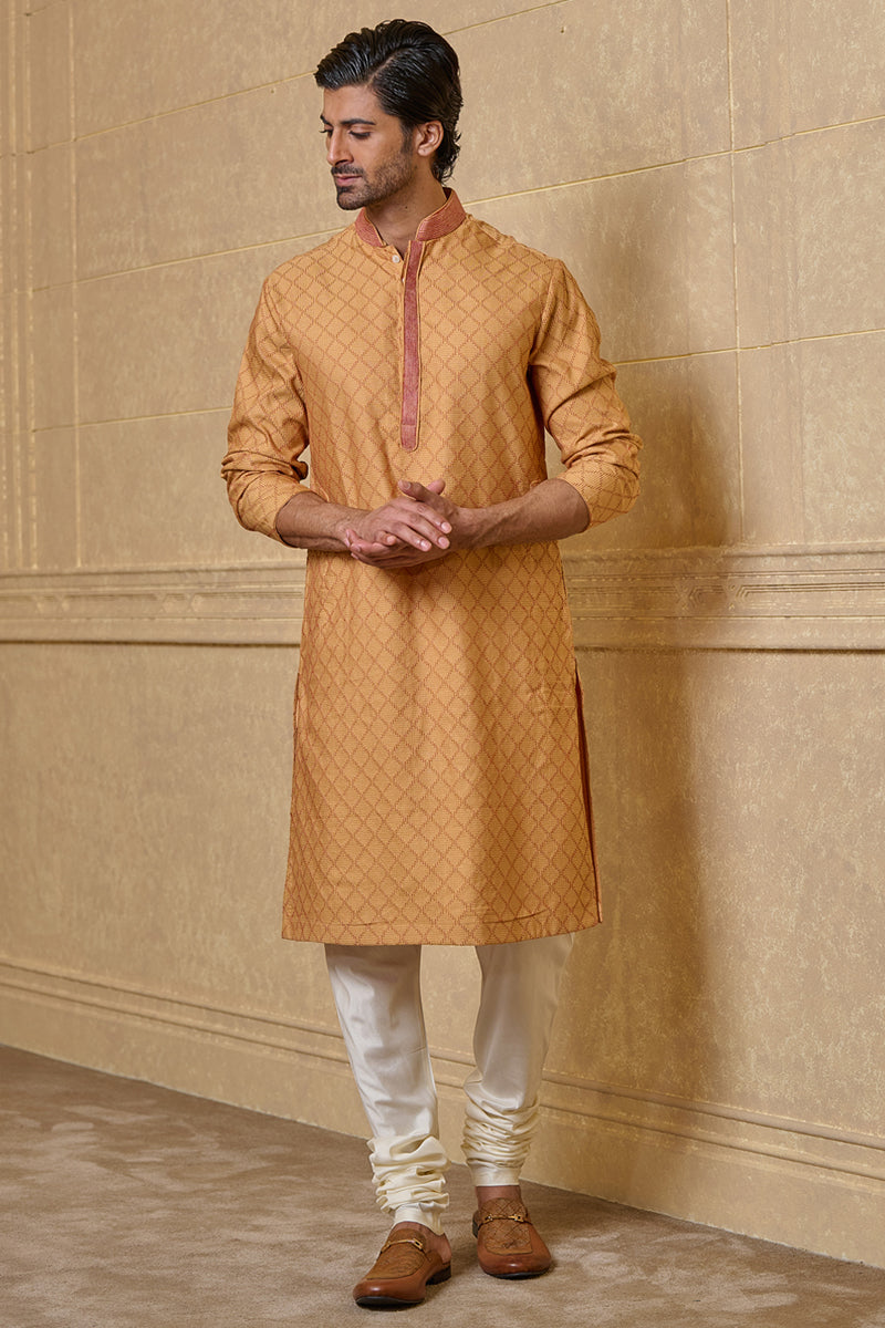 Yellow All Over Textured Kurta Set