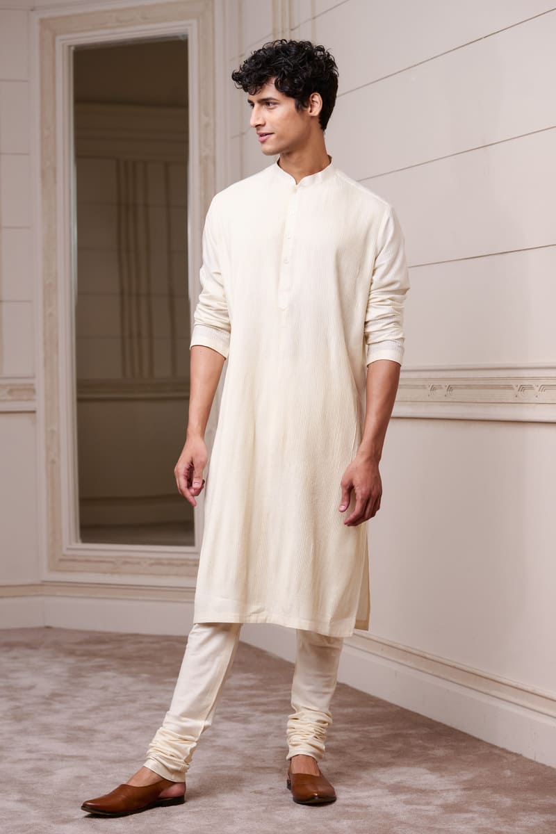 Ivory Textured Kurta Set