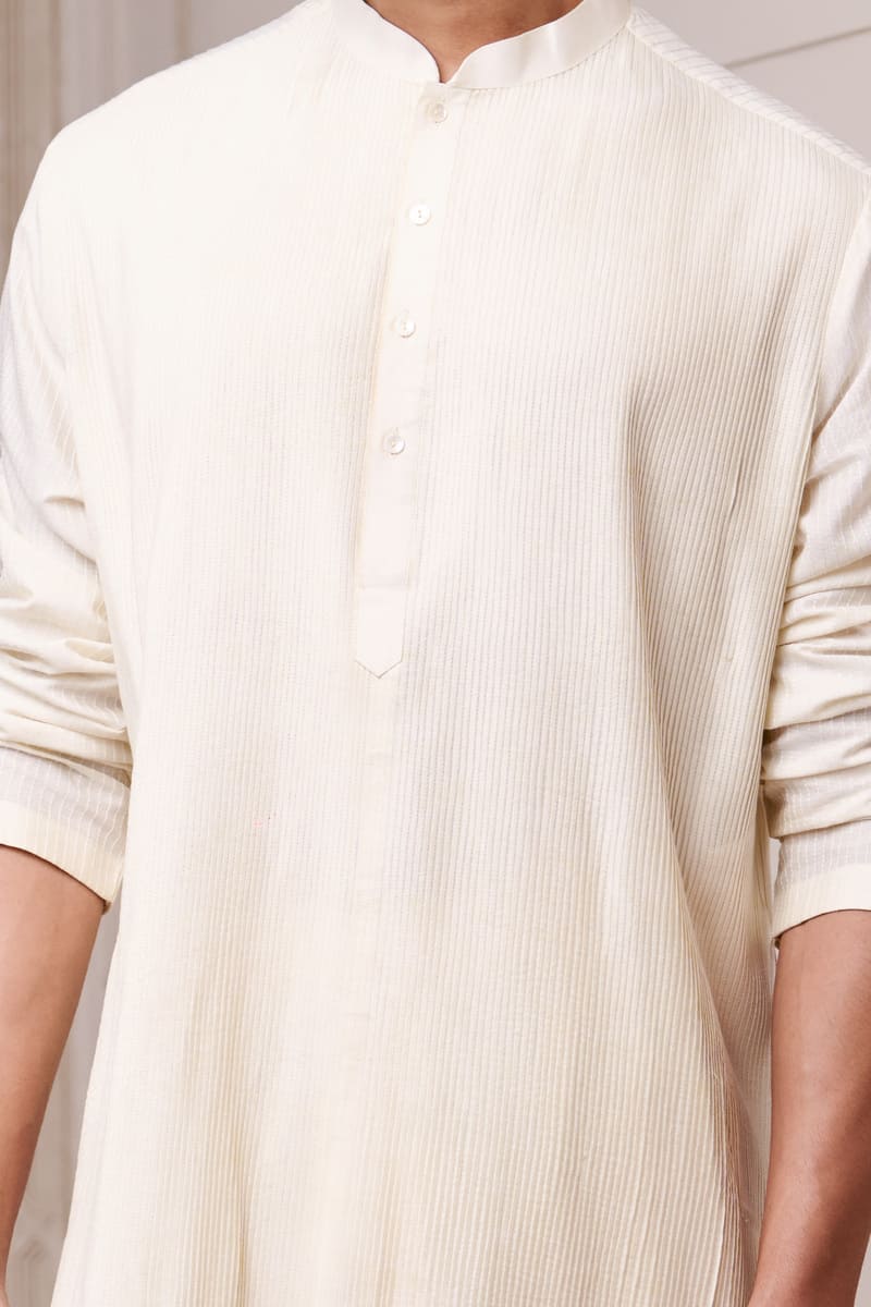 Ivory Textured Kurta Set