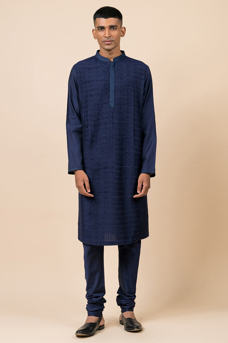 Navy All Over Textured Kurta Set