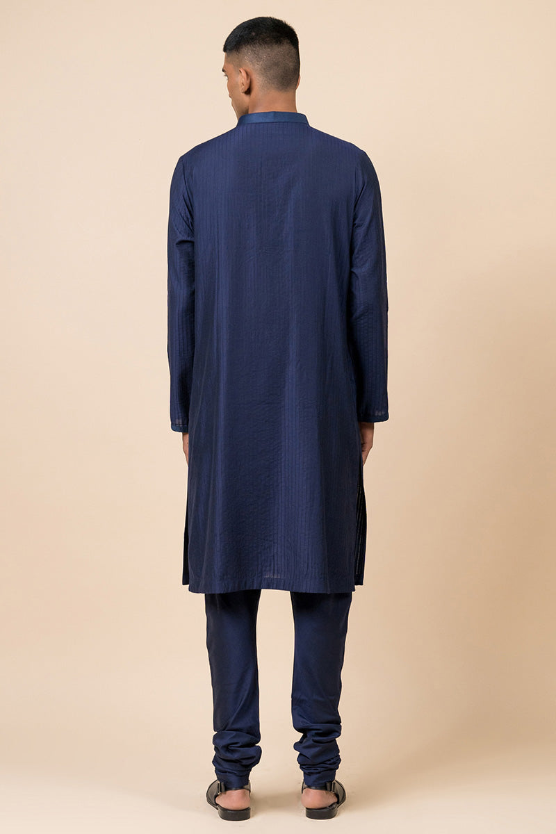 Navy All Over Textured Kurta Set