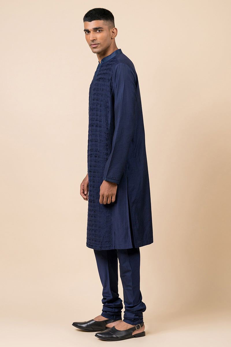 Navy All Over Textured Kurta Set