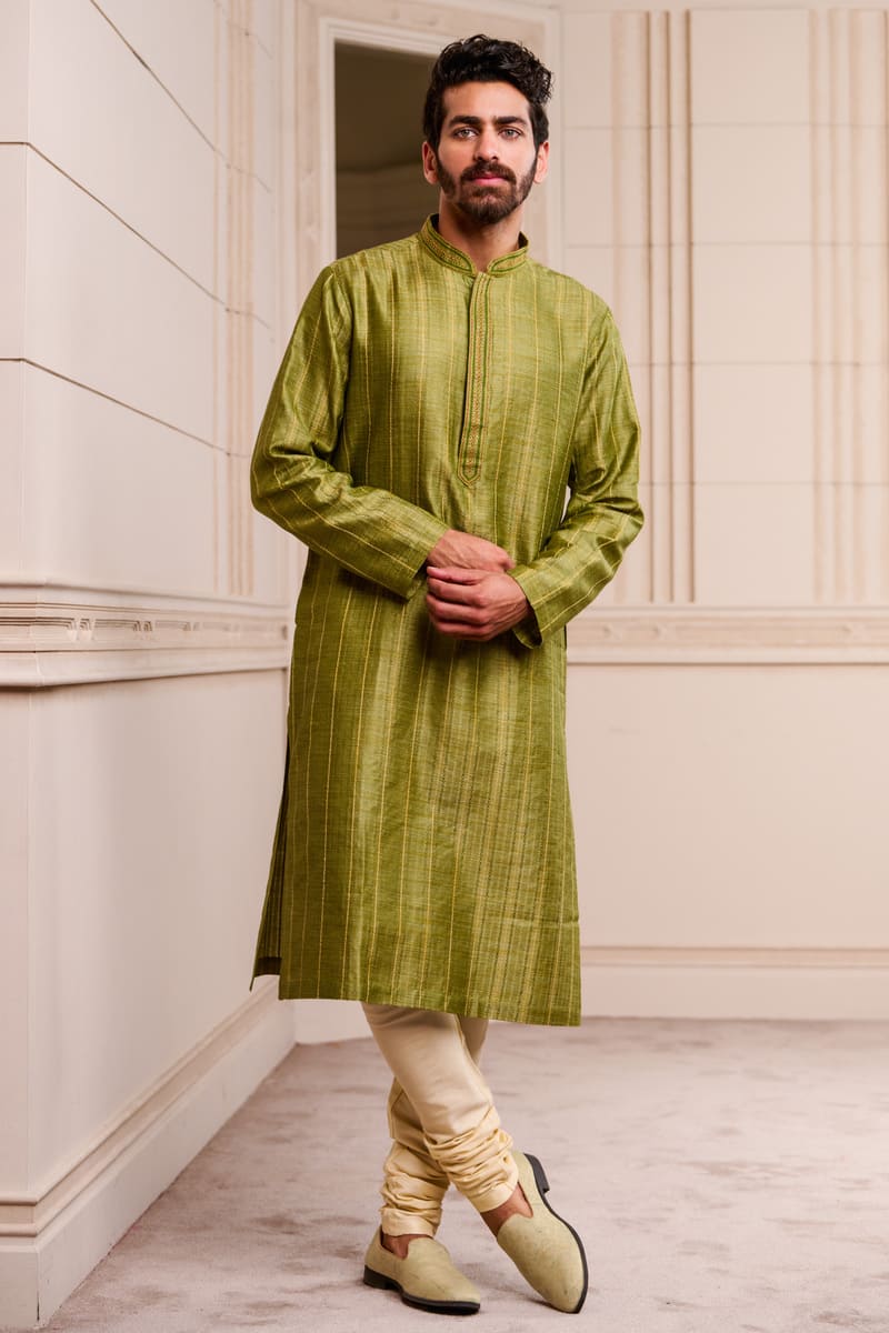 Light Green Cotton Slub Kurta Set