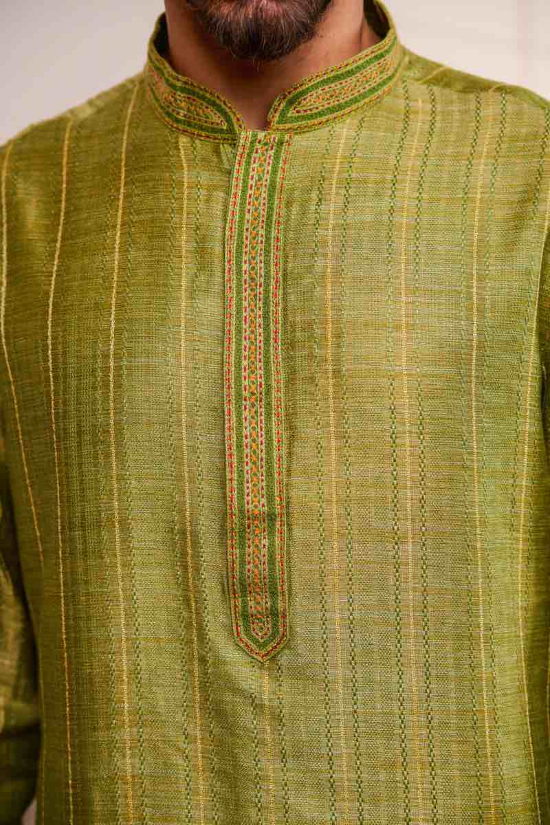 Light Green Cotton Slub Kurta Set