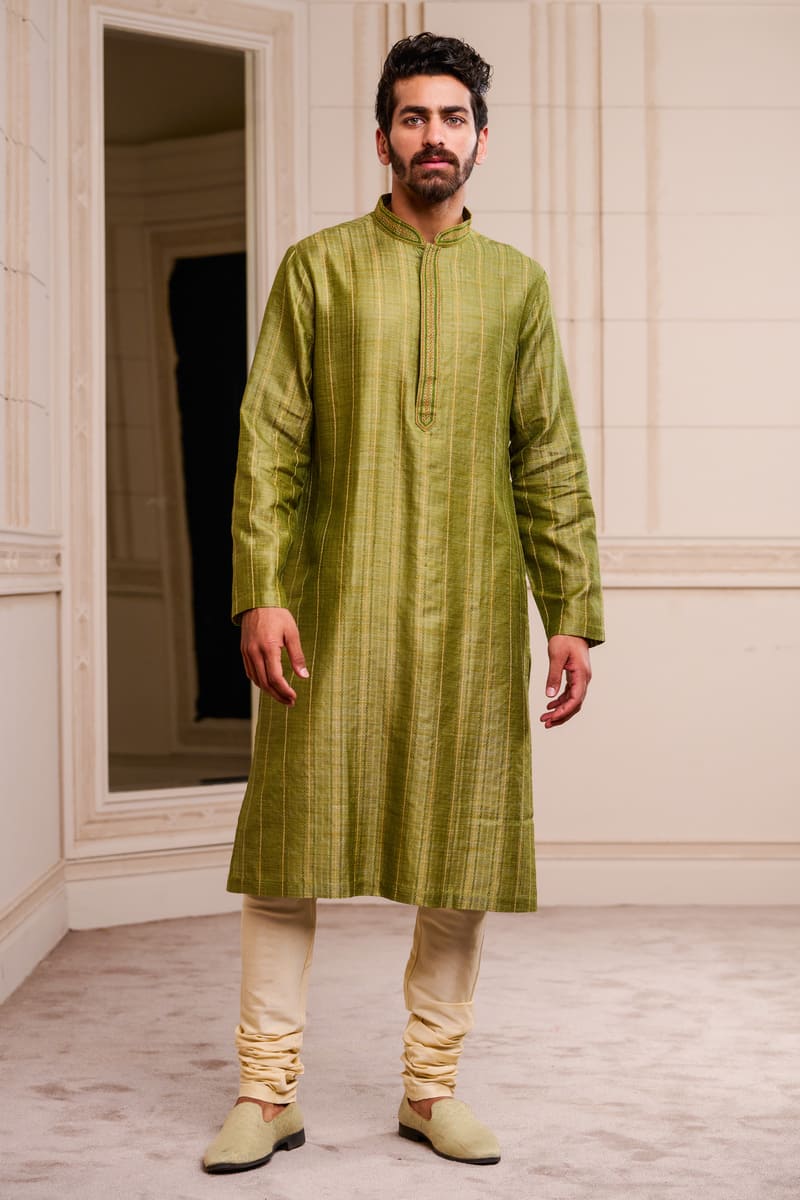 Light Green Cotton Slub Kurta Set