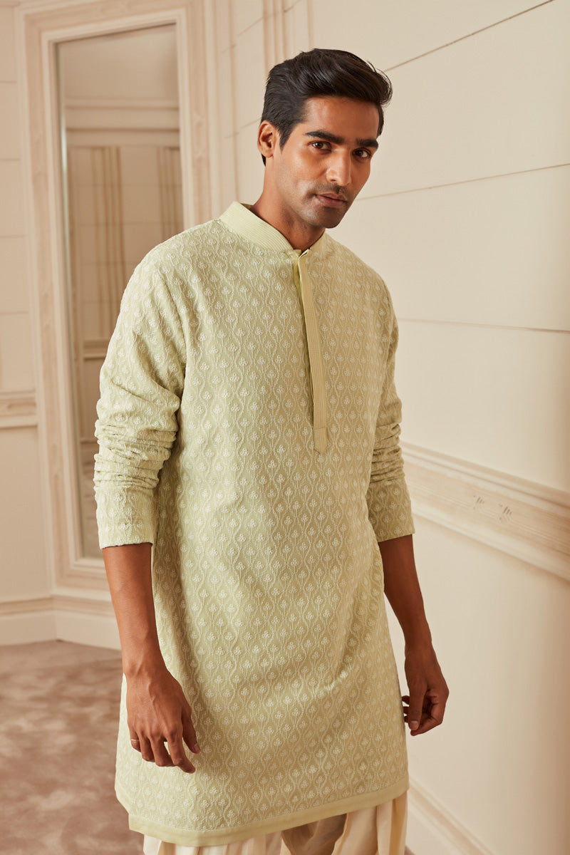 Light Green Schiffli Kurta Set