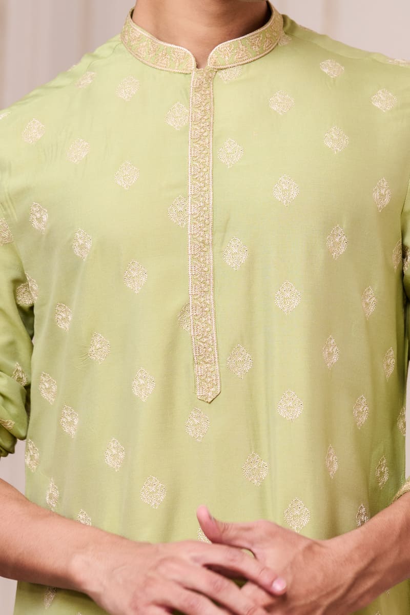 Light Green Butti Jaal Kurta Set