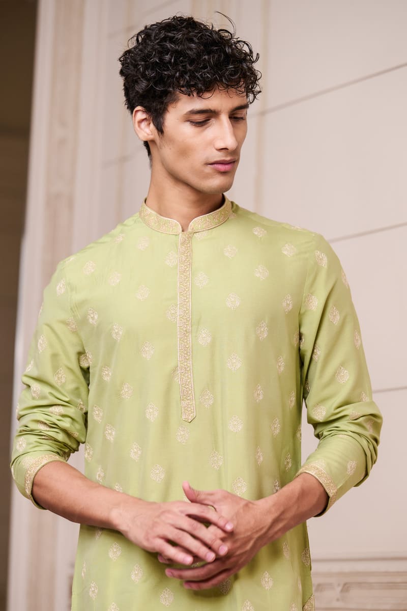 Light Green Butti Jaal Kurta Set