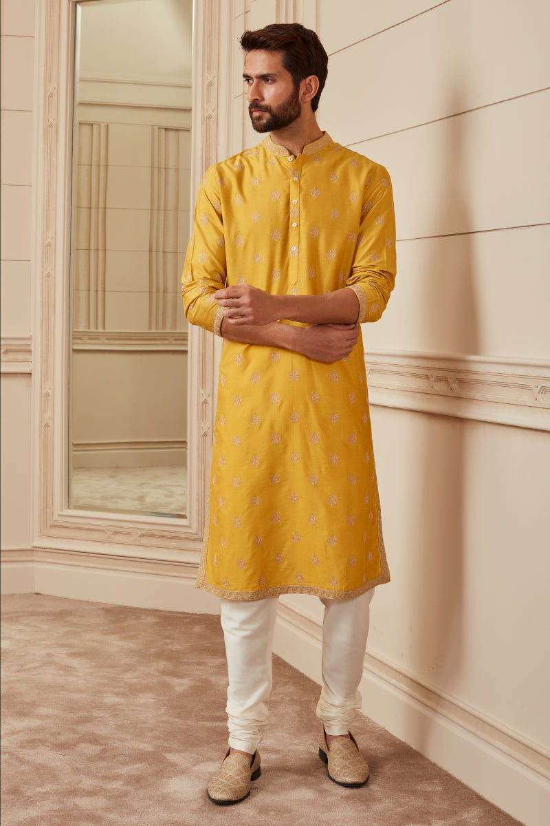 Yellow Butti Jaal Kurta Set