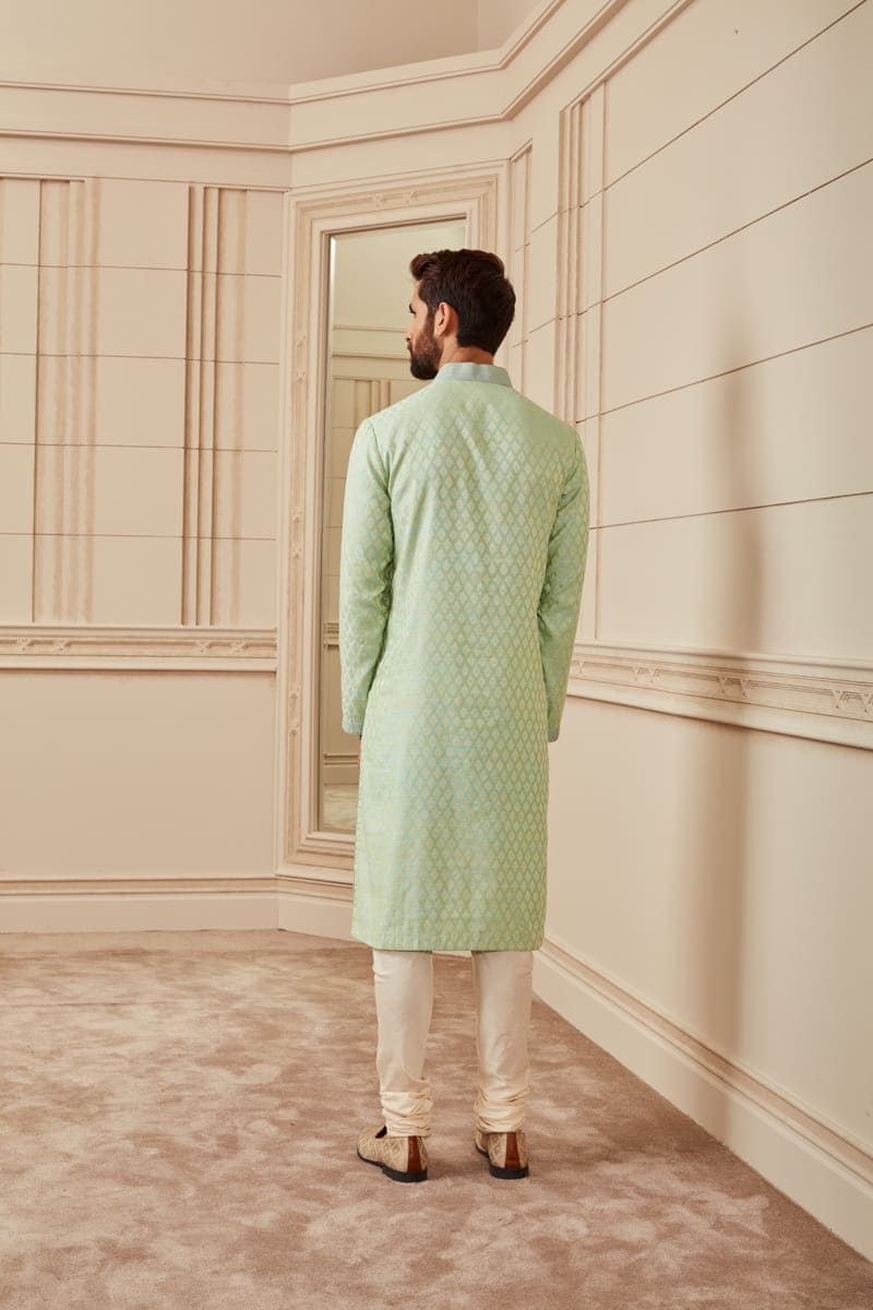 Light Blue Jacquard Kurta Set