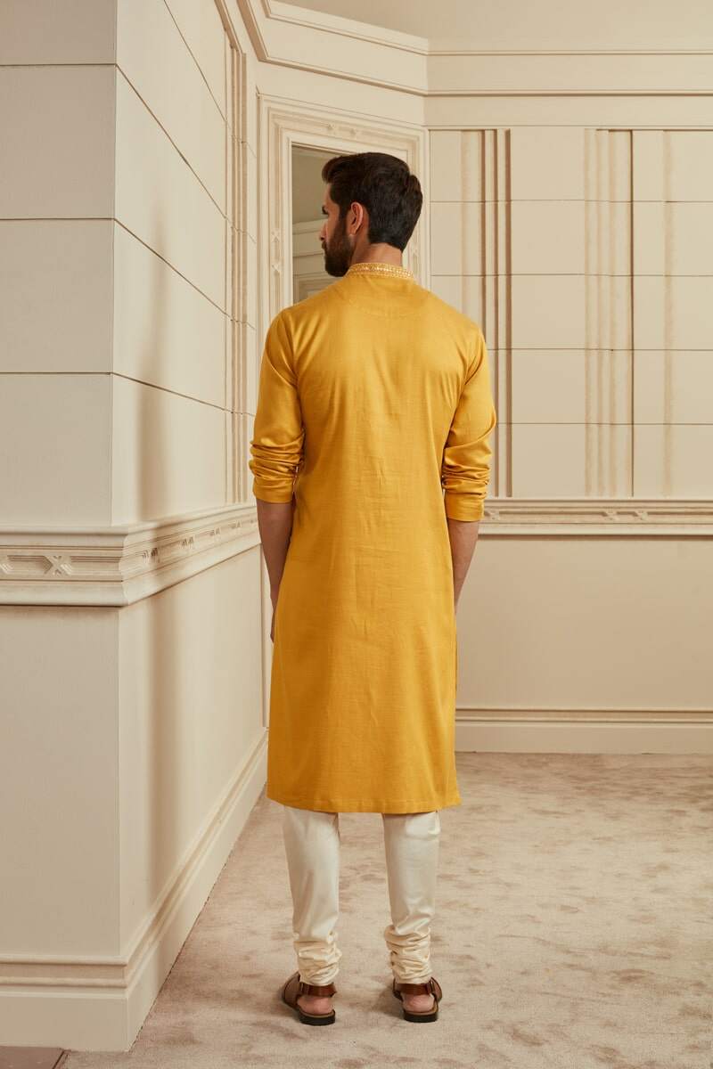 Yellow Mirror Work Kurta Set