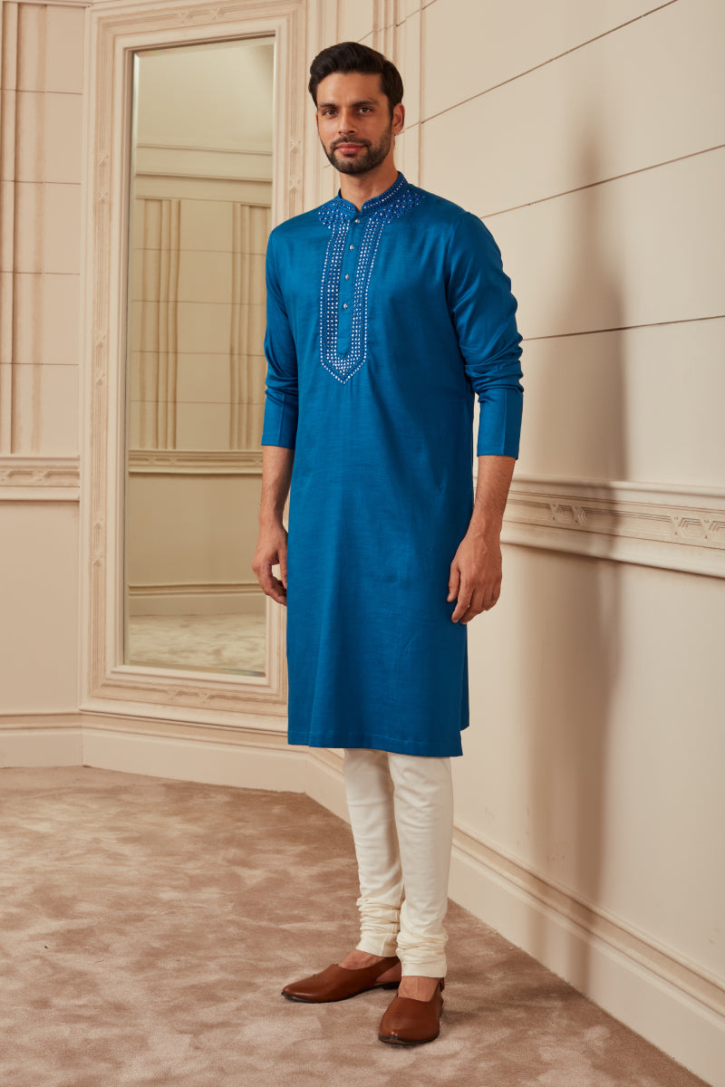 Light Blue Mirror Work Kurta Set