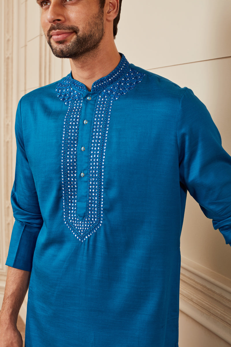 Light Blue Mirror Work Kurta Set