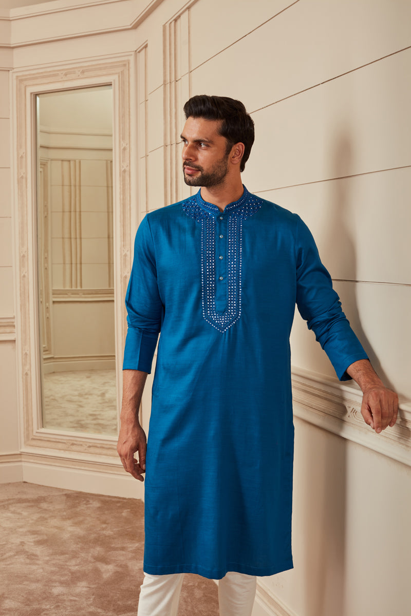 Light Blue Mirror Work Kurta Set