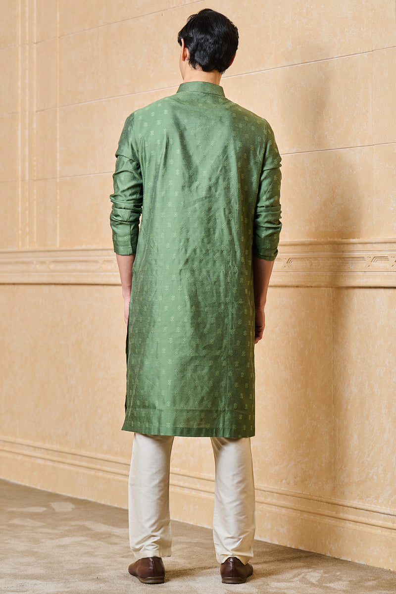 Green Jacquard Kurta Set