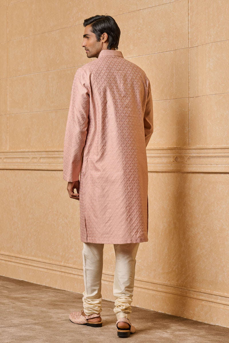 Pink Jacquard Kurta Set