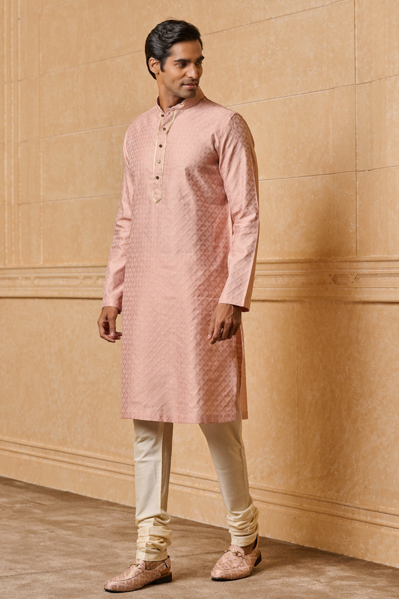 Pink Jacquard Kurta Set