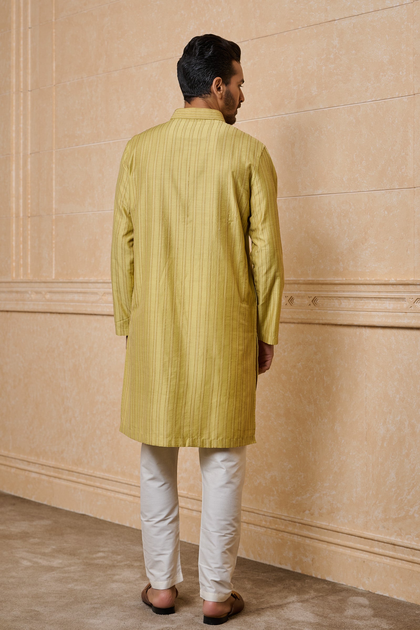 Yellow Kurta Set With All Over Stitch Detailing