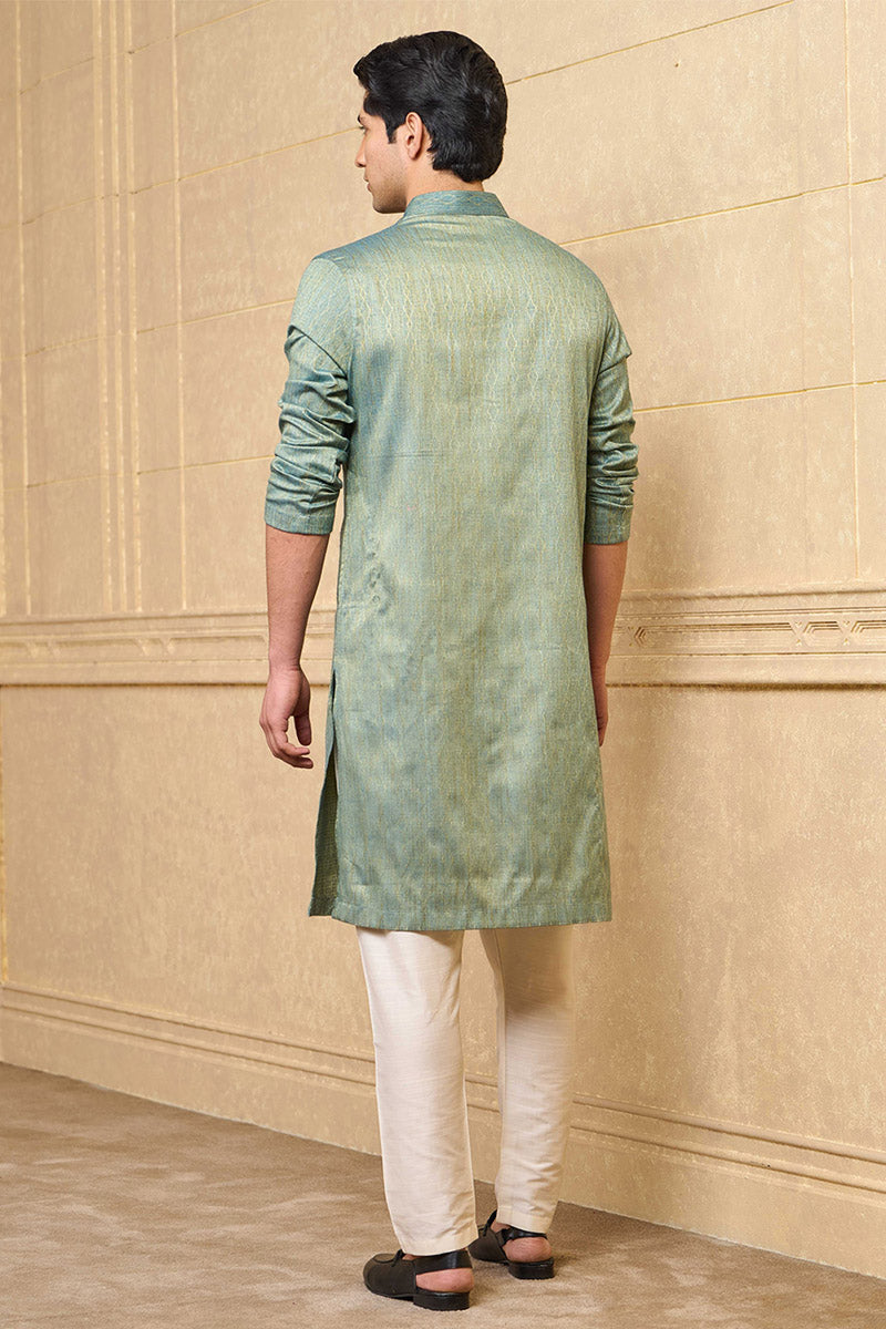 Teal Jacquard Kurta set