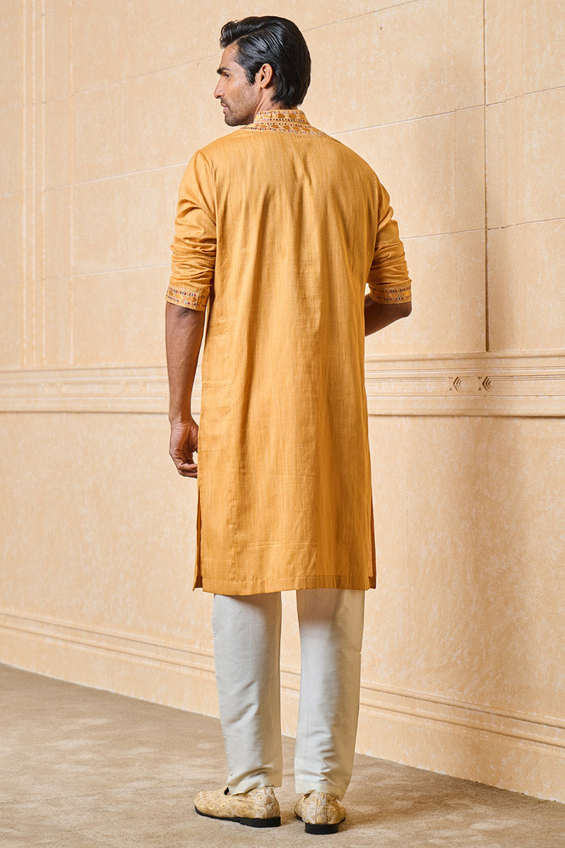 Yellow Ochre Embroidered Kurta Set