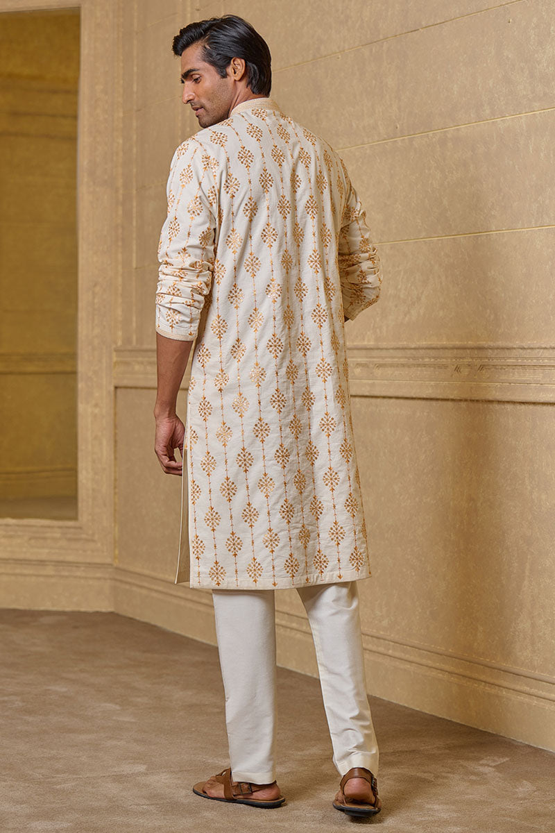 Yellow Cotton Embroidered Kurta Set