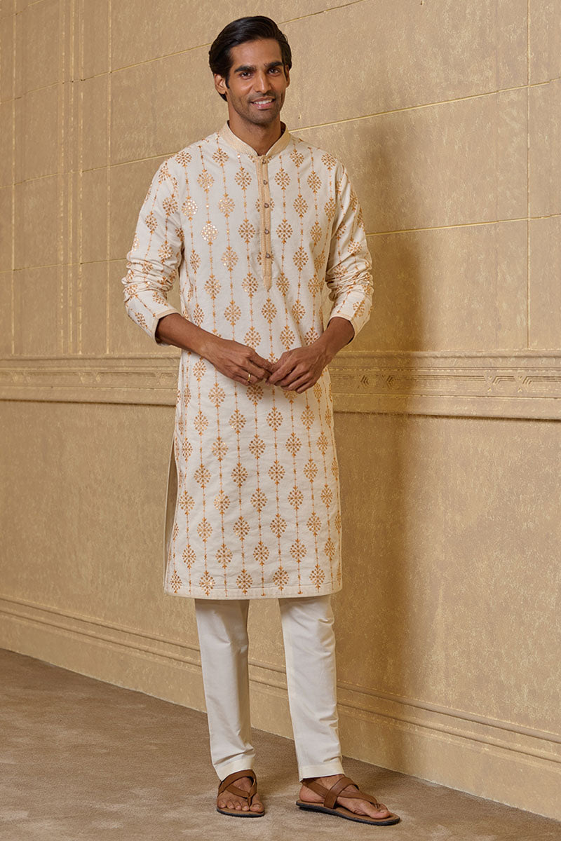 Yellow Cotton Embroidered Kurta Set