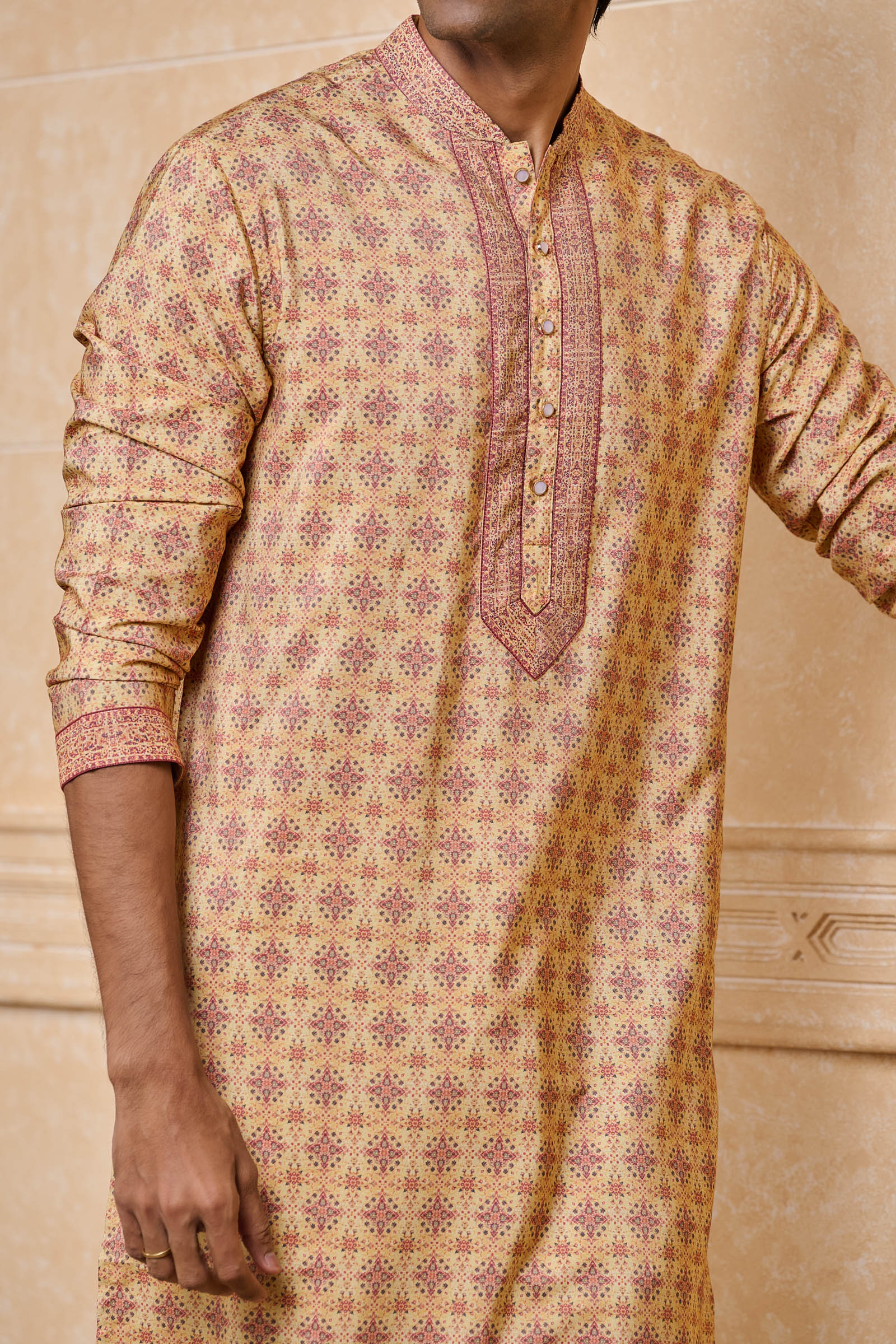 Yellow Printed Kurta Set