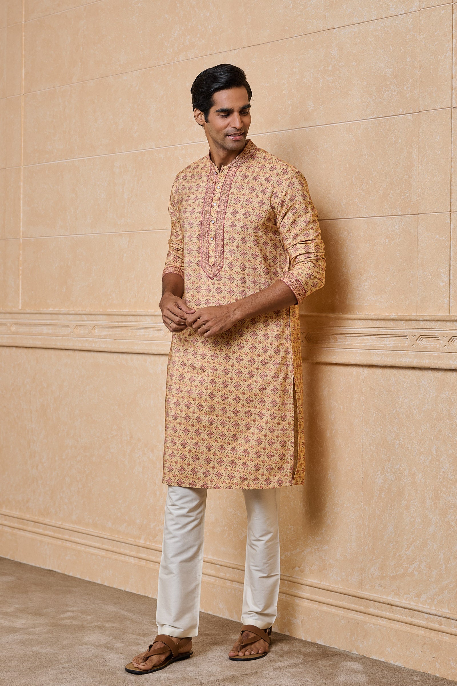 Yellow Printed Kurta Set