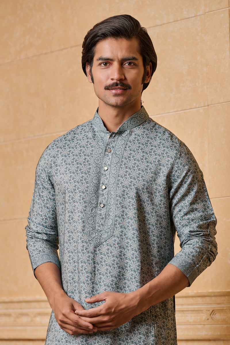 Blue Printed Kurta Set