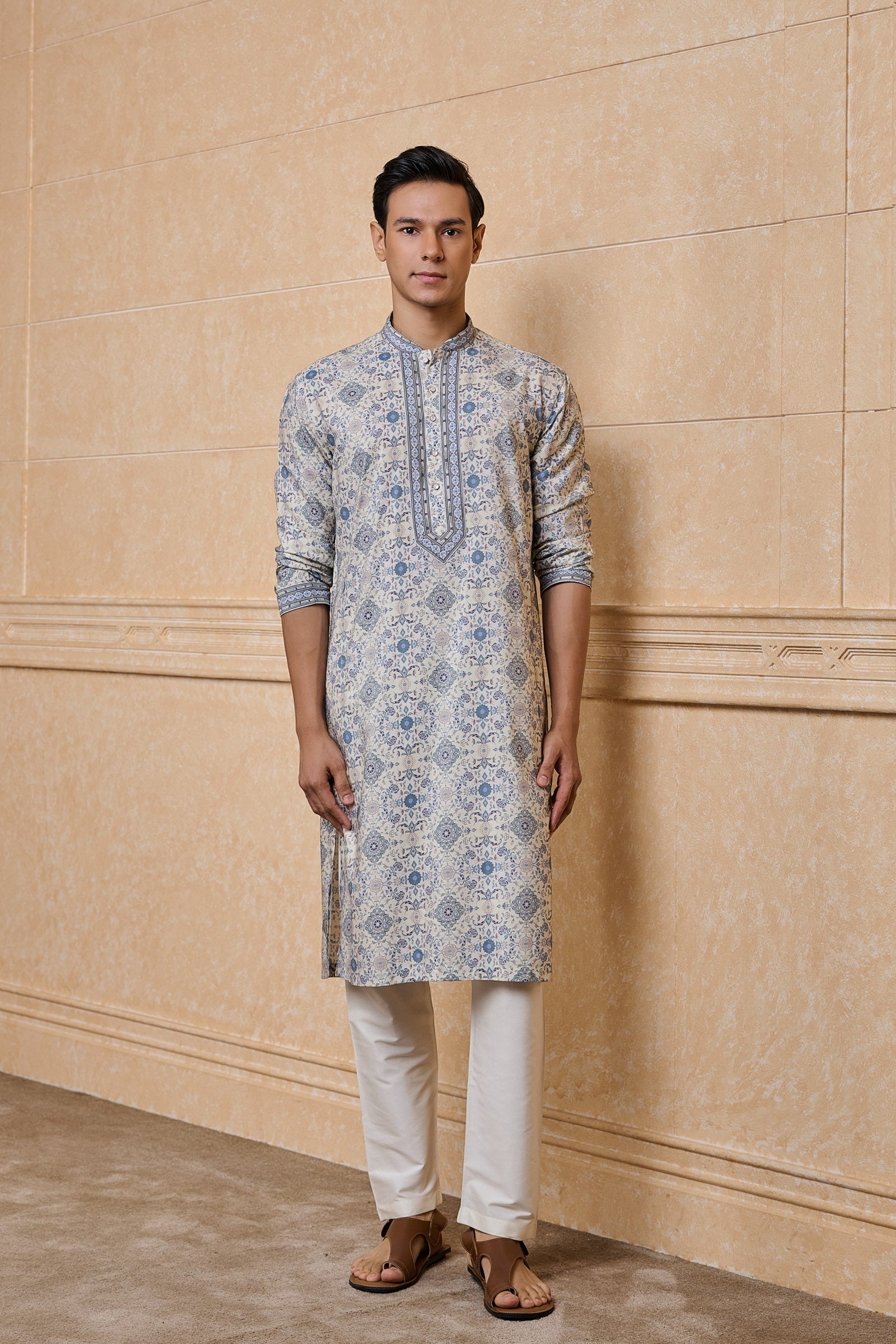 Medium Blue Printed Kurta Set