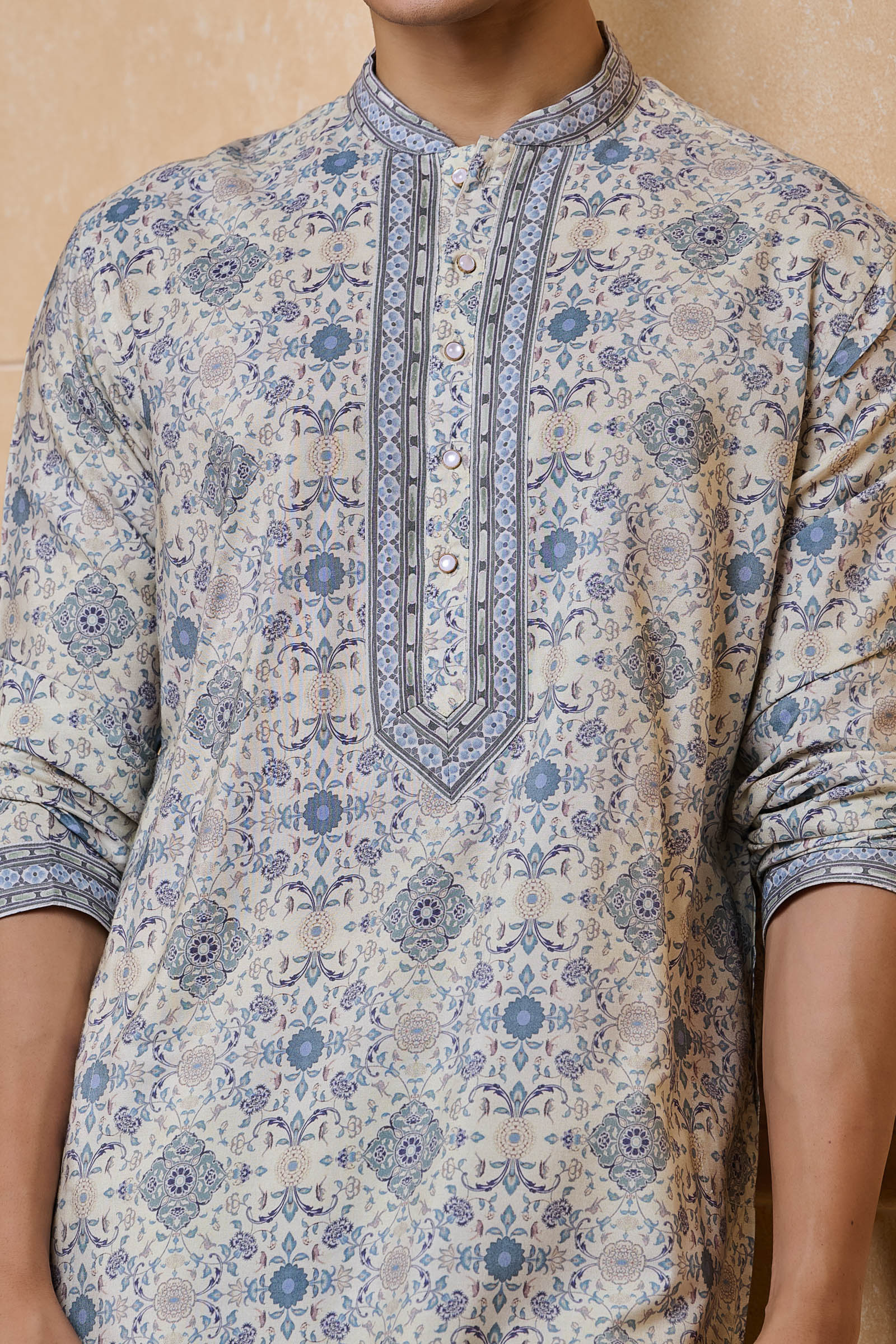 Medium Blue Printed Kurta Set