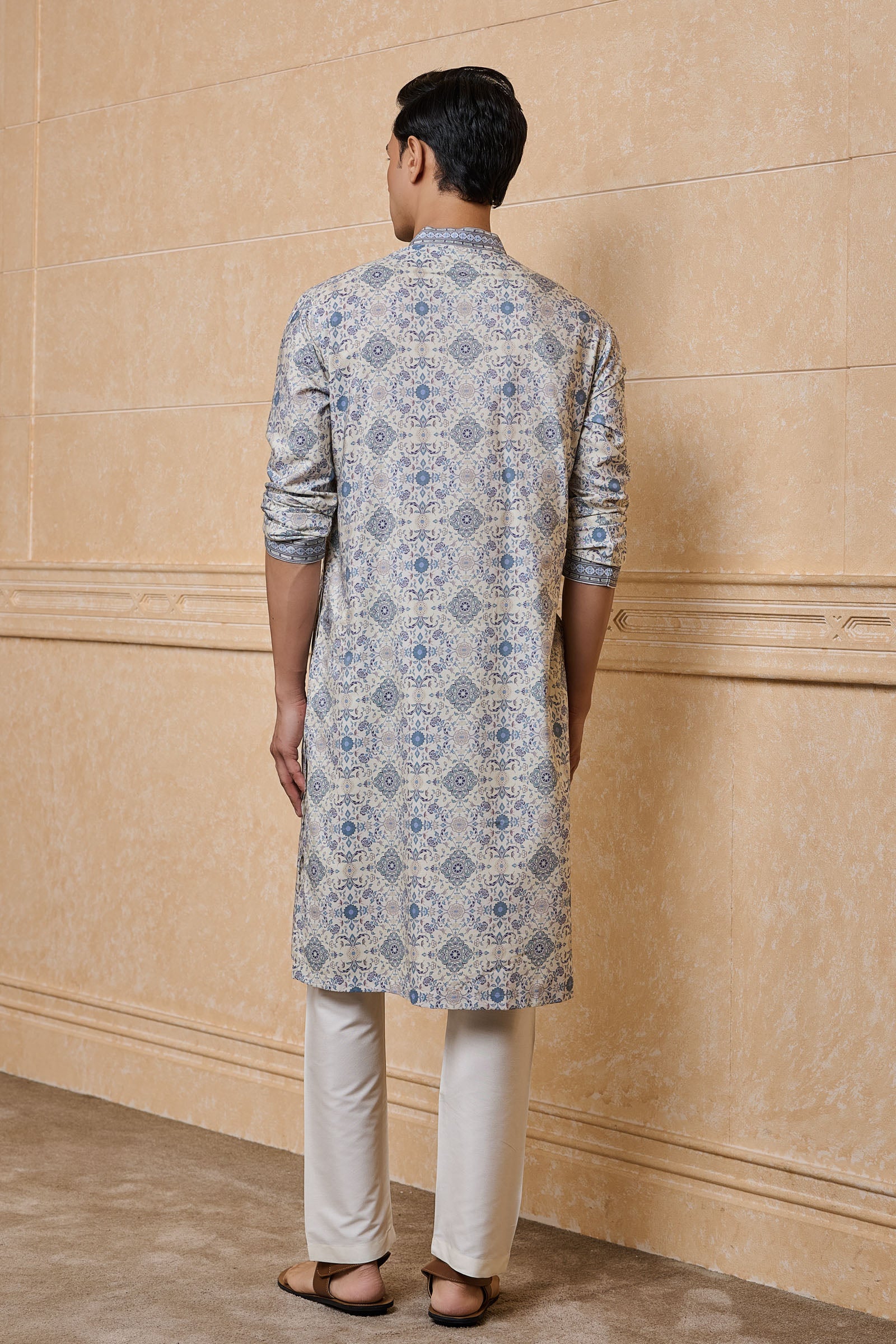 Medium Blue Printed Kurta Set