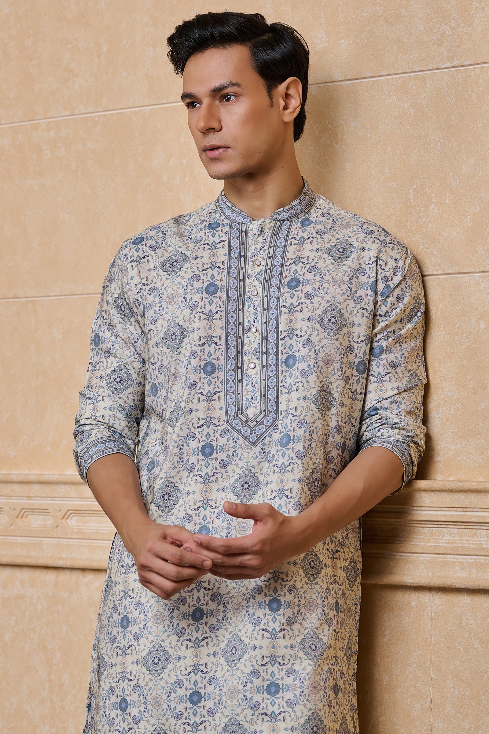 Medium Blue Printed Kurta Set