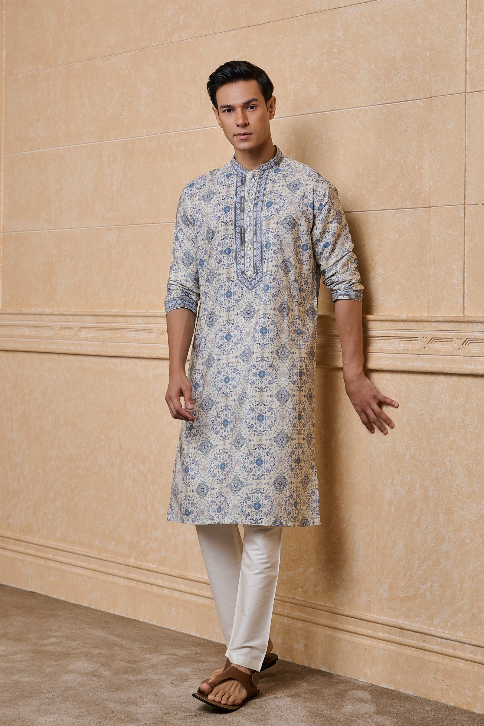 Medium Blue Printed Kurta Set