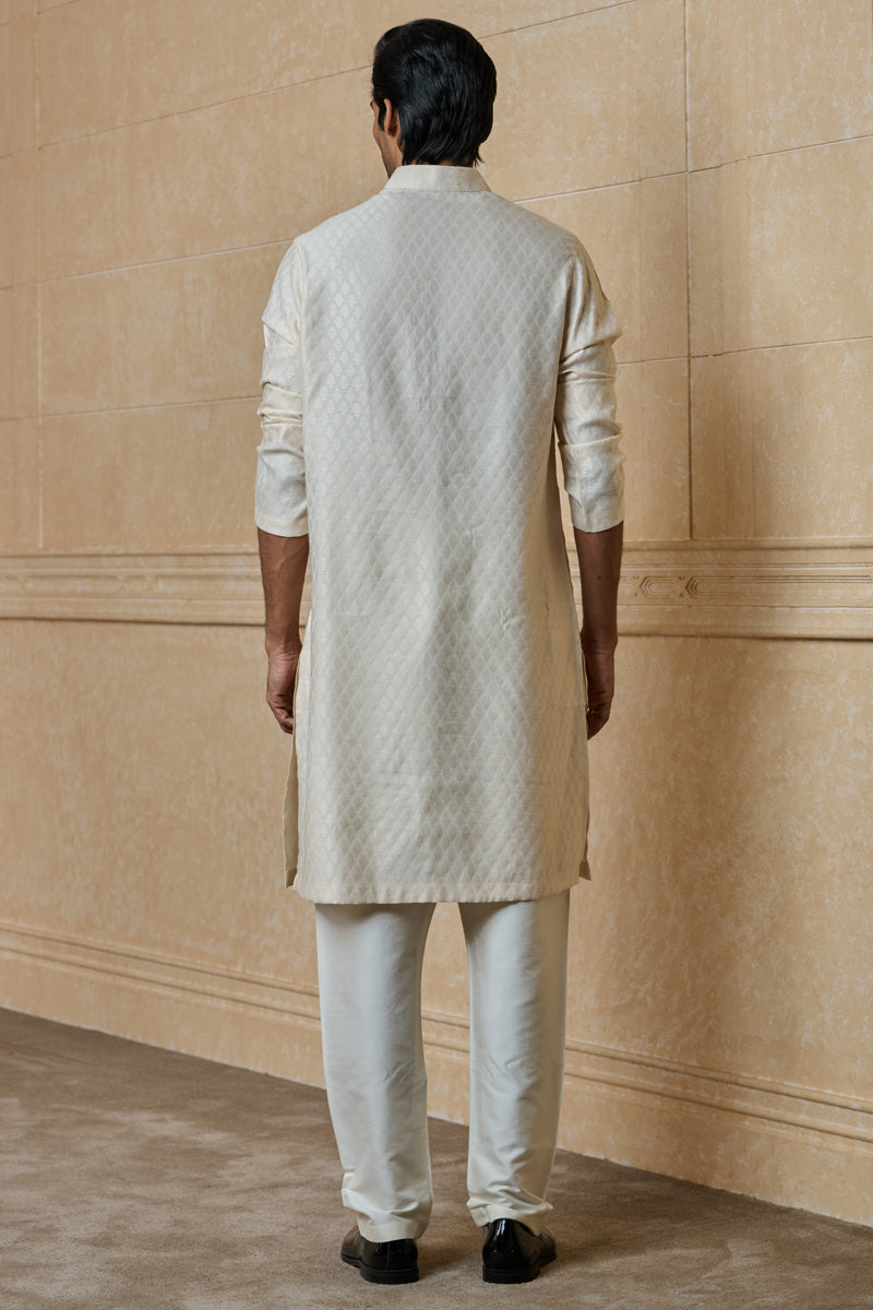 Cream Jacquard Kurta Set