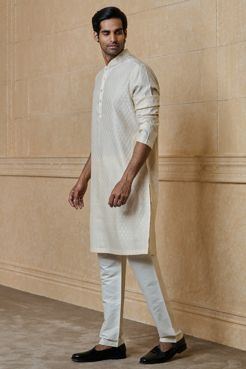 Cream Jacquard Kurta Set