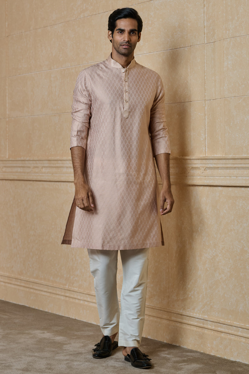 Pink Jacquard Kurta Set