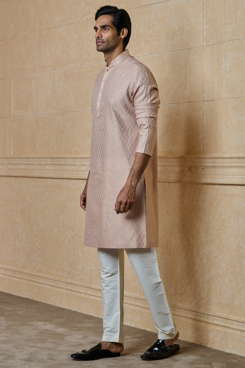 Pink Jacquard Kurta Set