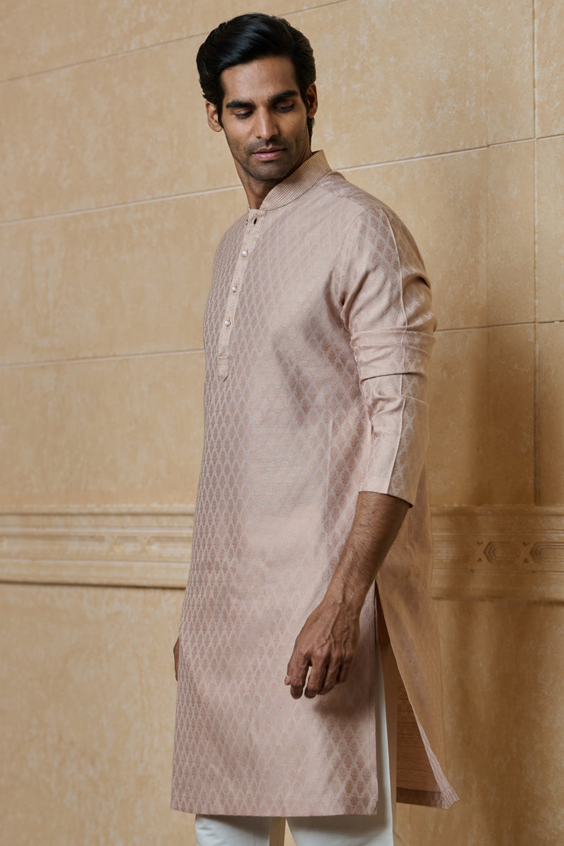 Pink Jacquard Kurta Set