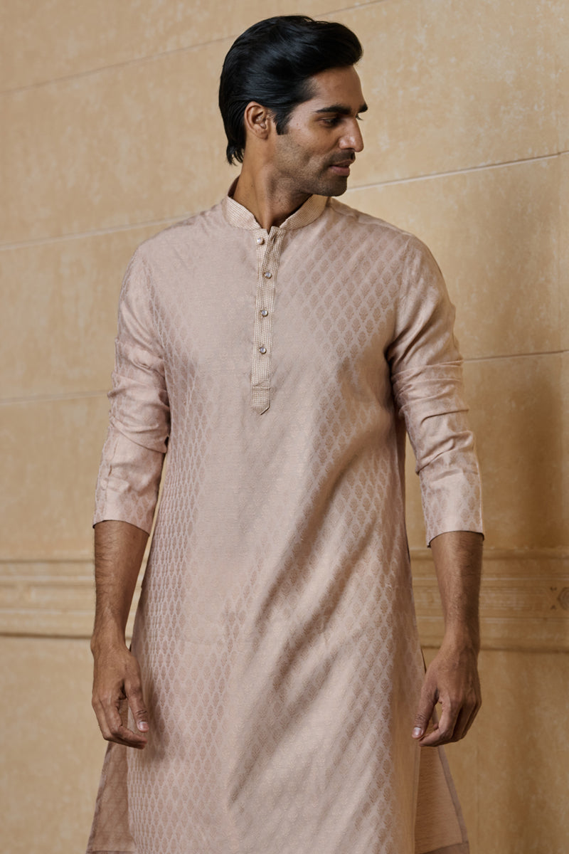 Pink Jacquard Kurta Set